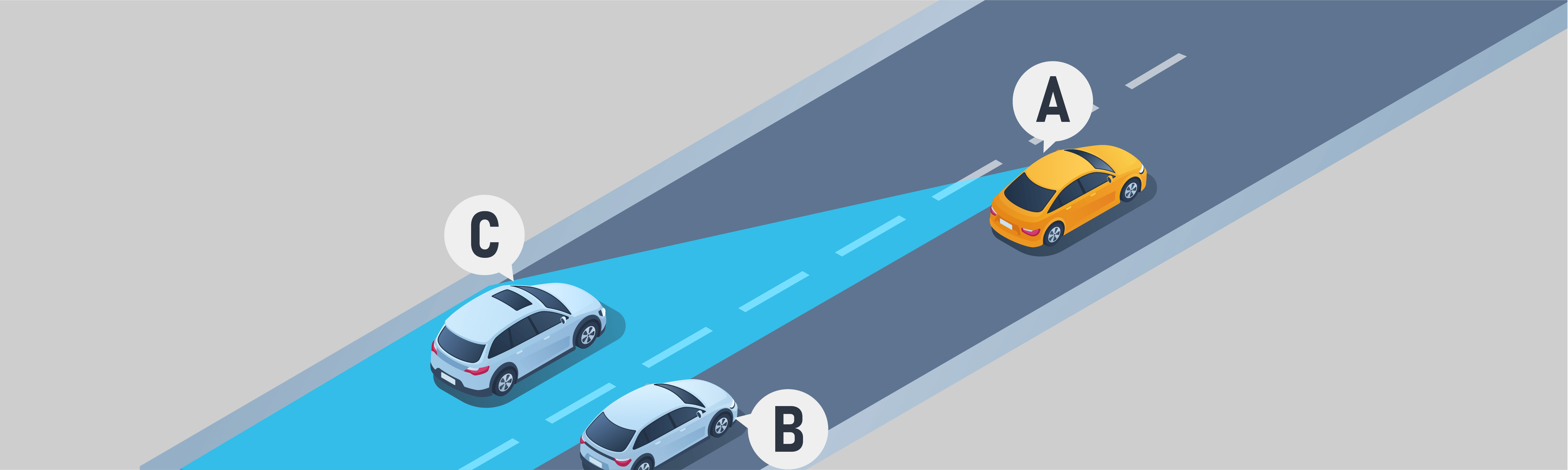 Highways and Freeways - Which vehicle can the driver of vehicle A see using the left exterior mirror?